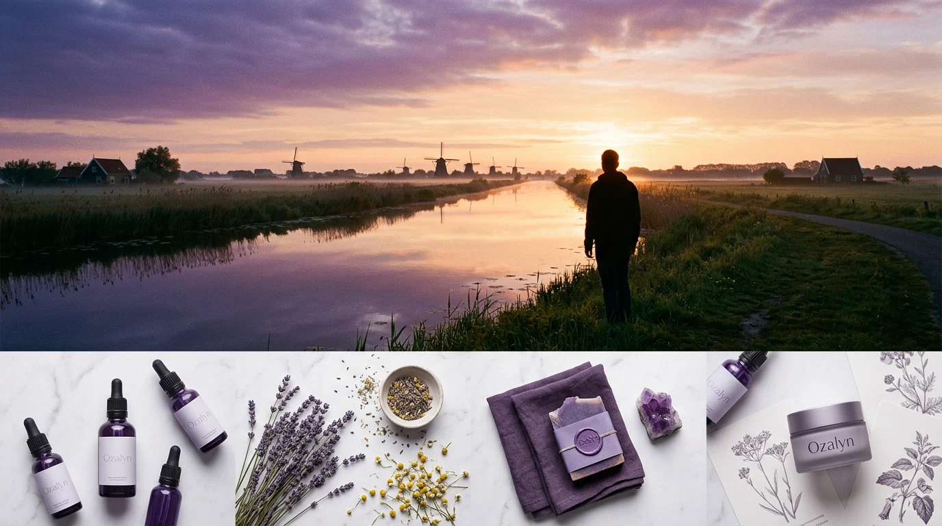 Silhouet van persoon die geniet van een actieve ochtend bij een Nederlandse gracht - plantaardige supplementen voor dagelijkse energie